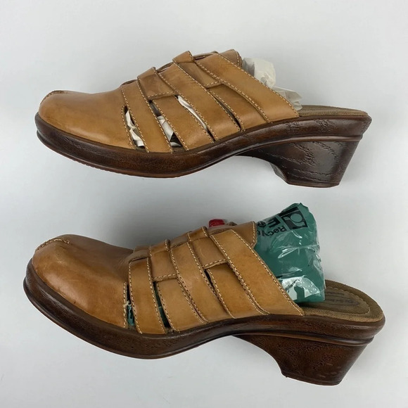 Dr Schols Brenna beige tan crochet woven platform heel slip on clog mules size 9 - Picture 6 of 11